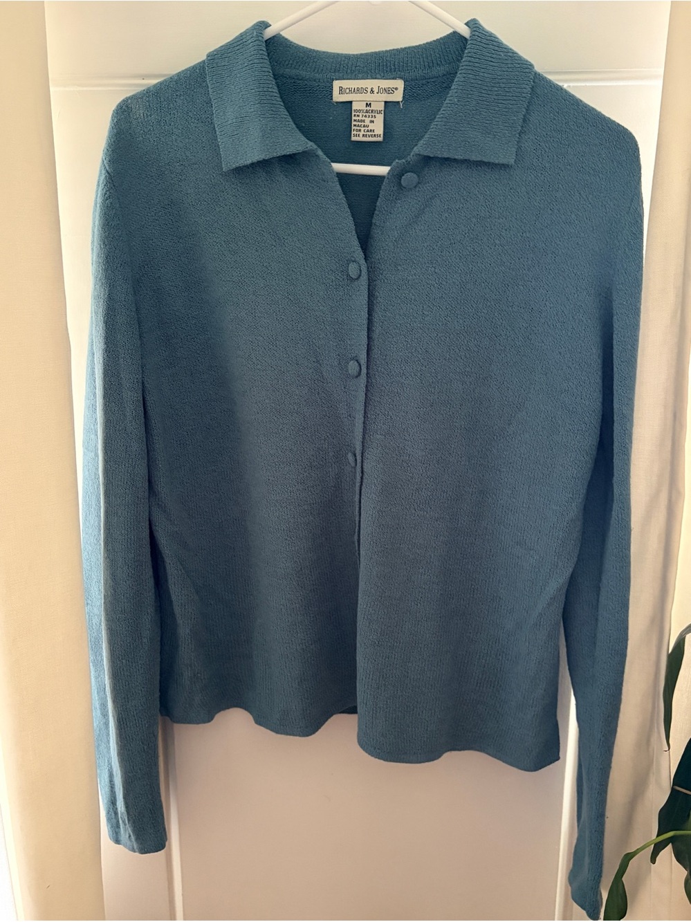 Richards & Jones Blue Button Up Cardigan Sweater Size M